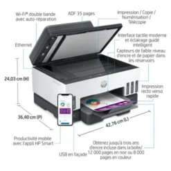 Imprimante HP Smart Tank 7606 multifonction + fax à réservoir