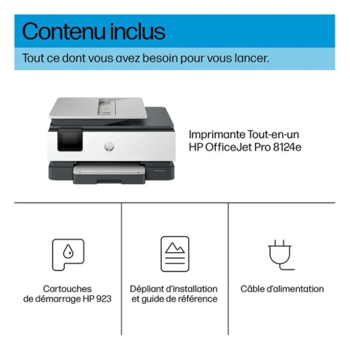 Imprimante multifonction HP OJ PRO 8124e éligible instant ink