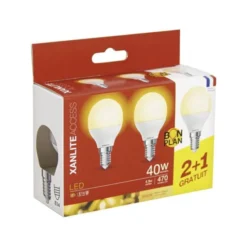 Lot de 3 Ampoules XANLITE E14 470LM 3000K