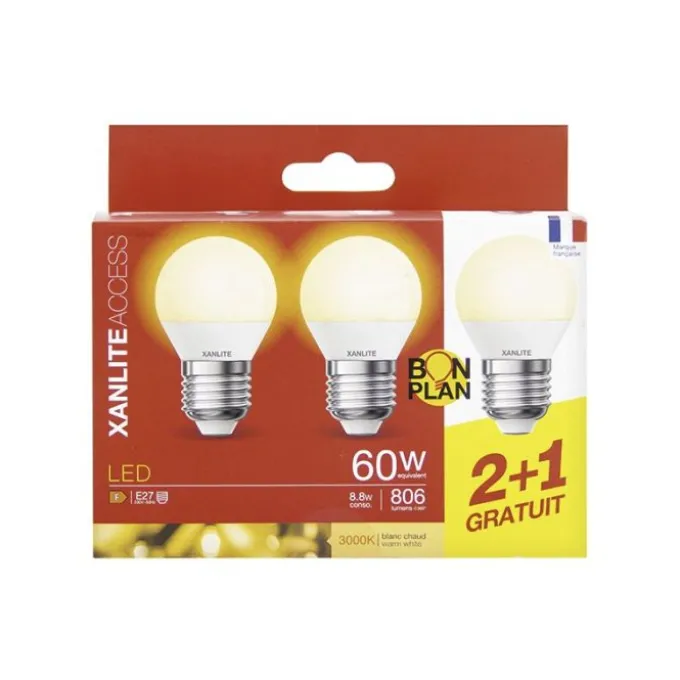 Lot de 3 Ampoules XANLITE E27 Type P45