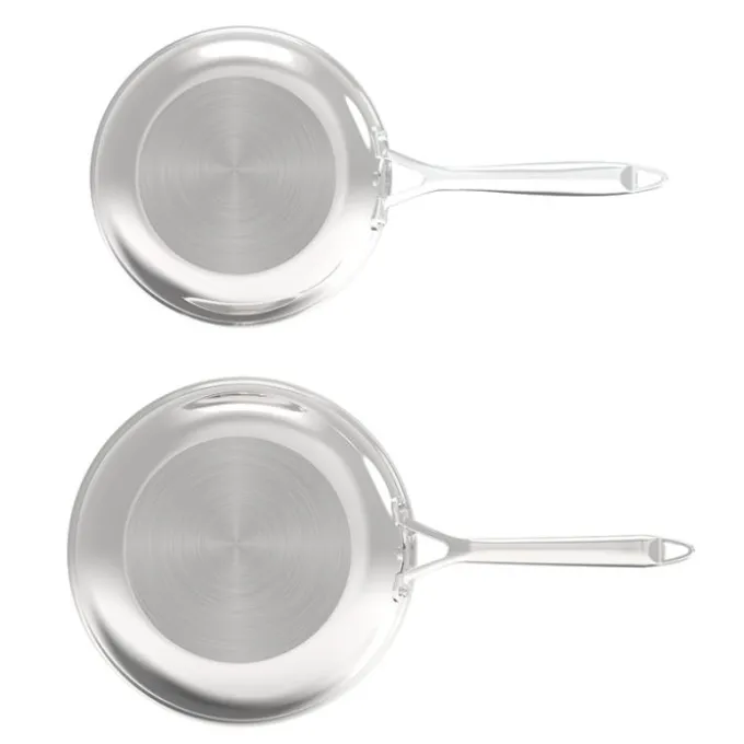 Lot de 2 poêles VALBERG inox 18/10 triply 24 28cm