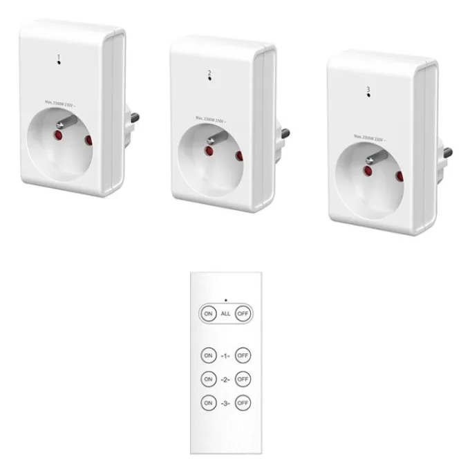 Lot de 3 prises GAO Télécommandées Blanches