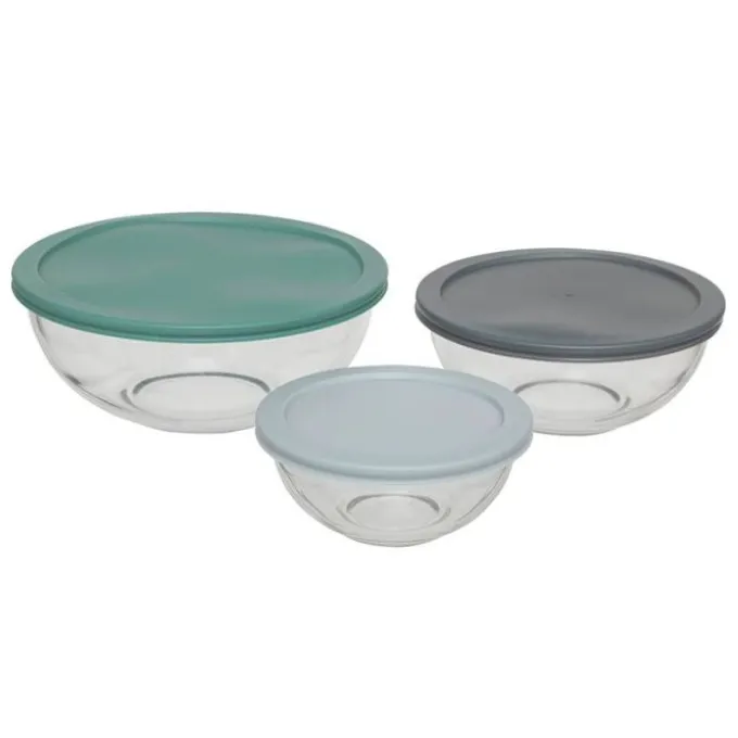 Lot de 3 saladiers verre + couvercles