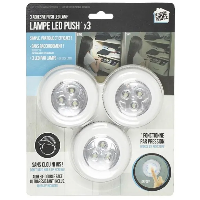 Lot de 3 Spots lumière JE CHERCHE UNE IDEE Push&Light