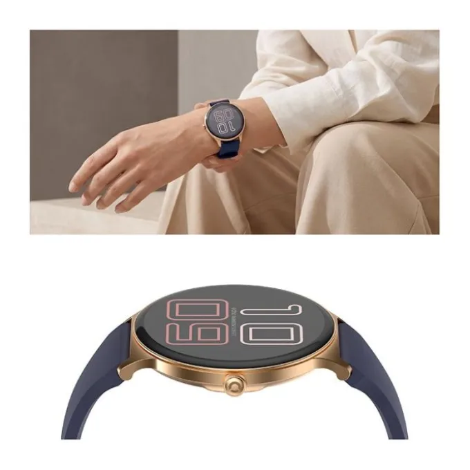 Montre connectée ECHO Rainbow Sunset bleu - Or rose - 2 bracelets