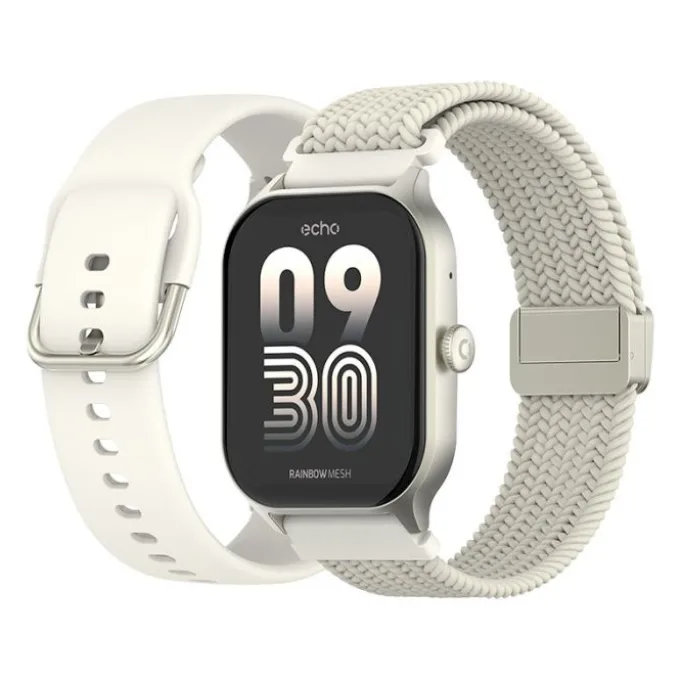 Montre connectée Echo Rainbow Mesh Blanche - 2 Bracelets
