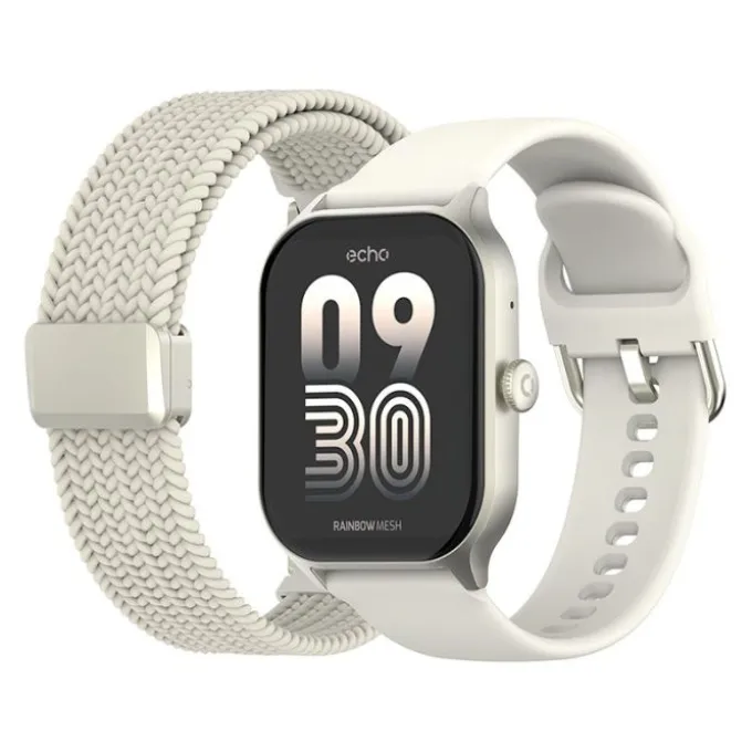 Montre connectée Echo Rainbow Mesh Blanche - 2 Bracelets