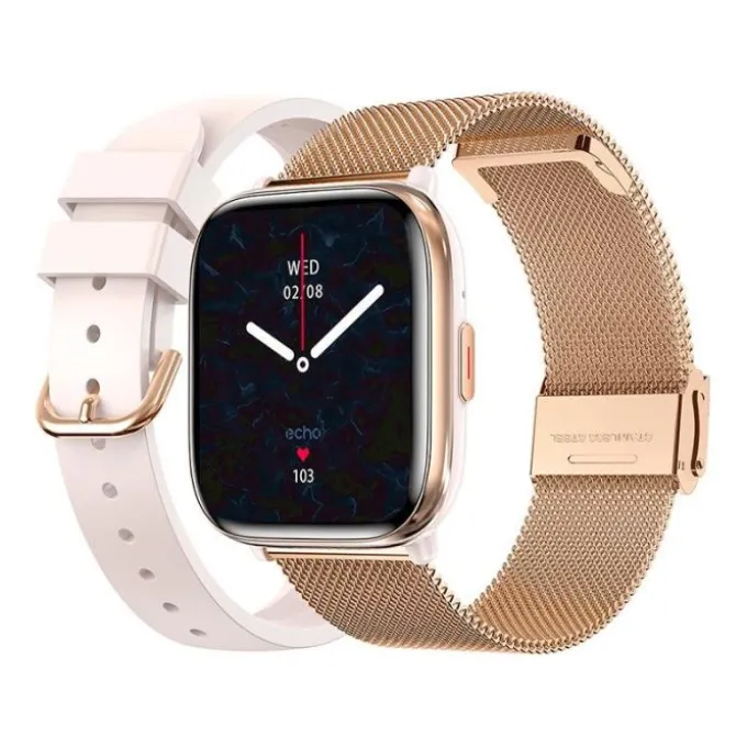 Montre connectée ECHO Rainbow Nano Bracelets Rose + Métal Gold