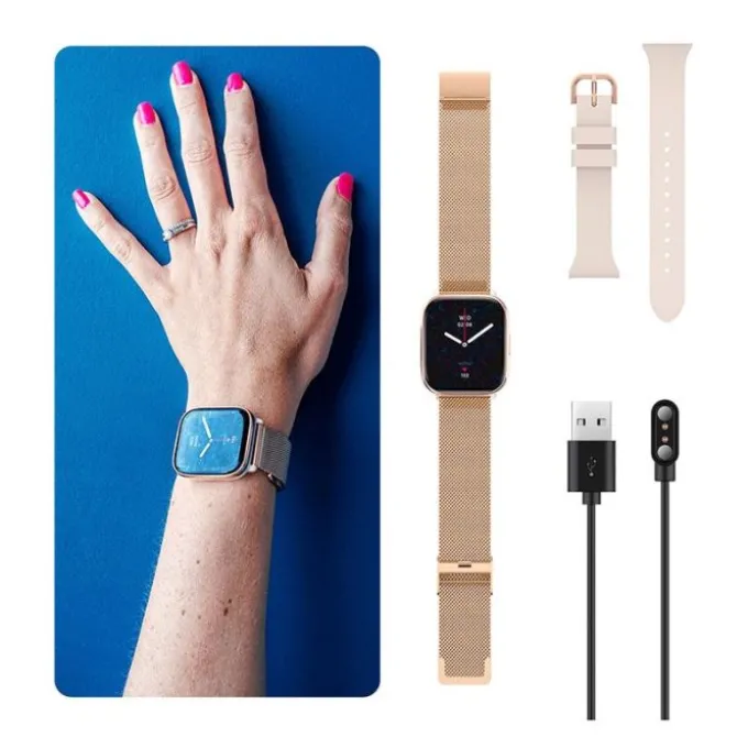 Montre connectée ECHO Rainbow Nano Bracelets Rose + Métal Gold