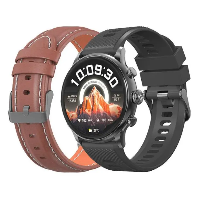 Montre connectée ECHO Rainbow Voyager Noir + Bracelet Marron