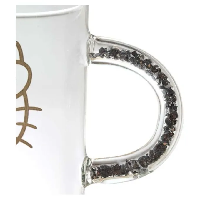 Mug verre 30CL Hello Kitty anse paillettes