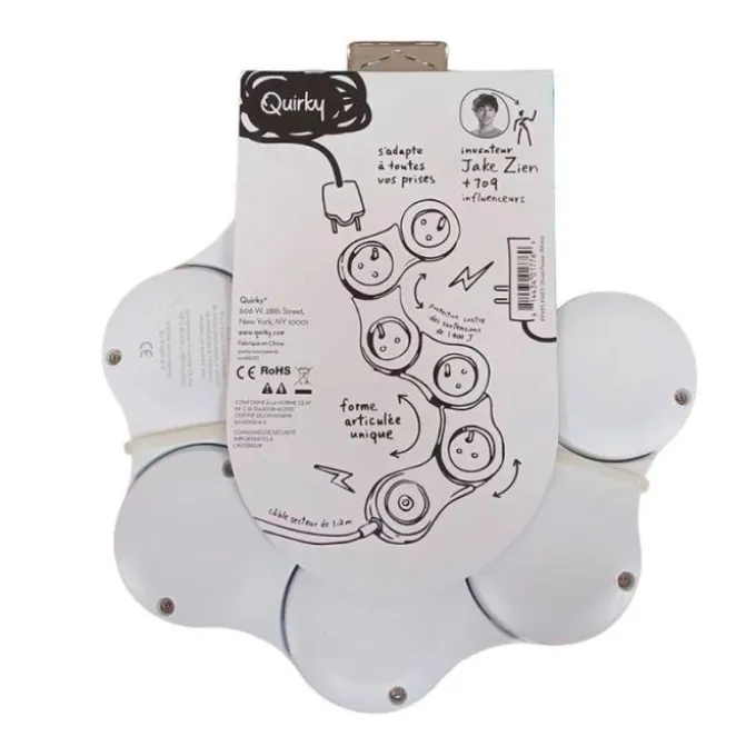 Multiprise articulée QUIRKY 5 prises avec interrupteur Blanche - Cable 1.2m