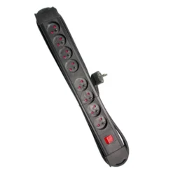 Multiprise CHACON 8 prises avec interrupteur Noire - Cable 1.5m
