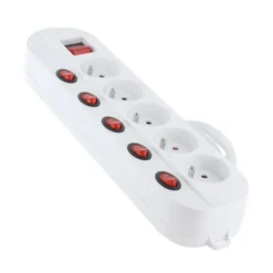 Multiprise ELECTRO DEPOT 5 prises avec 6 interrupteurs Blanche - Cable 1.5m