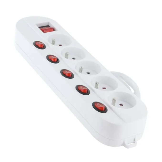 Multiprise ELECTRO DEPOT 5 prises avec 6 interrupteurs Blanche - Cable 1.5m