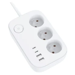 Multiprise ELECTRO DEPOT 3 prises + 2 USB + 2 USB-C avec interrupteur Blanche - Cable 1.5m
