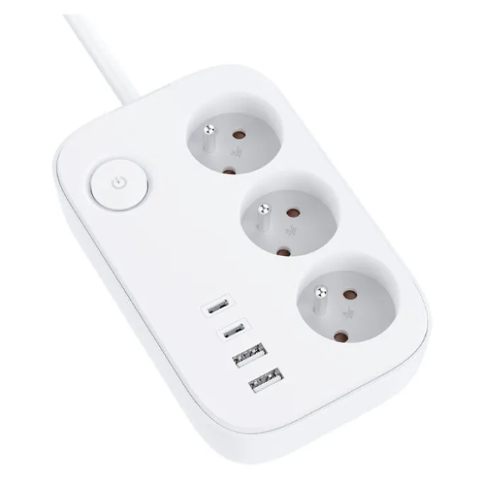 Multiprise ELECTRO DEPOT 3 prises + 2 USB + 2 USB-C avec interrupteur Blanche - Cable 1.5m