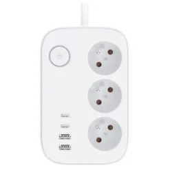 Multiprise ELECTRO DEPOT 3 prises + 2 USB + 2 USB-C avec interrupteur Blanche - Cable 1.5m