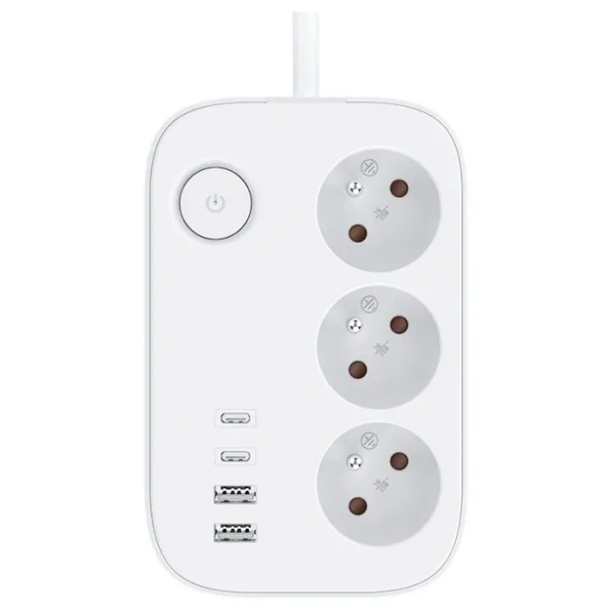 Multiprise ELECTRO DEPOT 3 prises + 2 USB + 2 USB-C avec interrupteur Blanche - Cable 1.5m