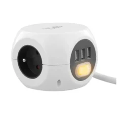Multiprise 2 en 1 TNB 3 prises + 3 USB Blanche - Cable 1.43m
