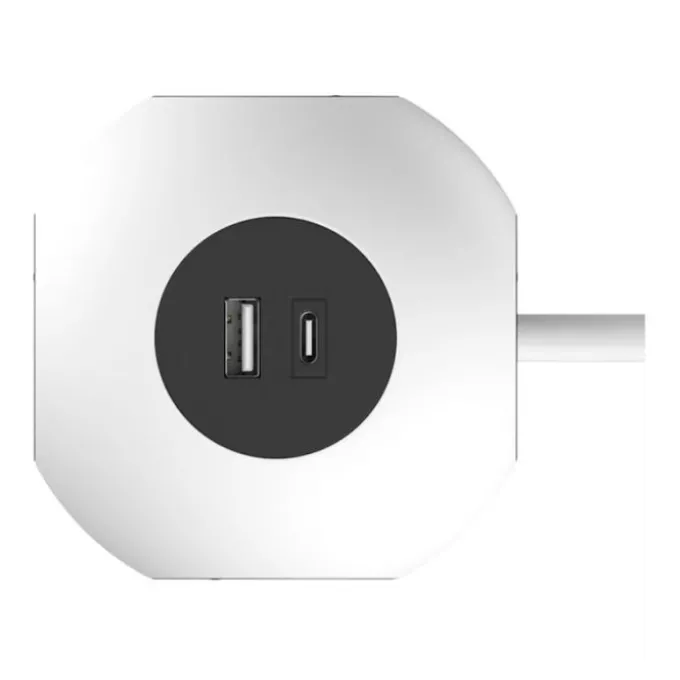 Multiprise QUARX 4 prises + 1 USB-A + 1 USB-C Blanche - Cable 3m