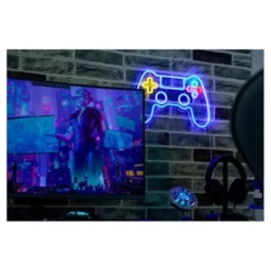 Néon mural LED manette multicolore 40cm