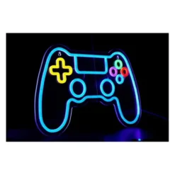 Néon mural LED manette multicolore 40cm