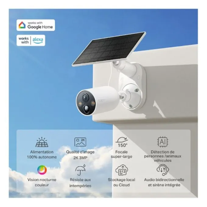 Pack caméra de surveillance TAPO TC82 KIT 3MP 2K + panneau solaire