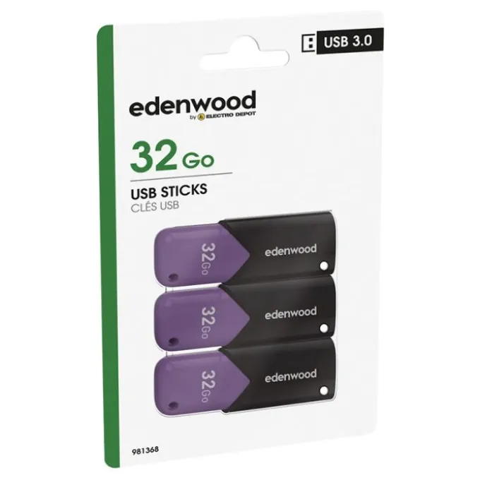 Pack de 3 clés 3.0 USB EDENWOOD 32Go - TOTAL 96Go