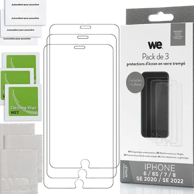 Pack de 3 Films de protection WE APPLE iPhone 7/8/SE