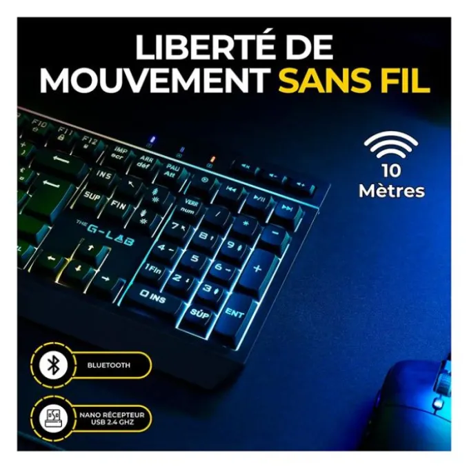 Pack gaming THE G-LAB COMBO ELECTRON 4en1 clavier et souris sans fil