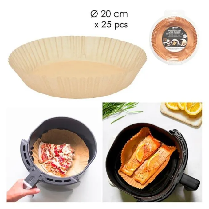 Papier cuisson x25 diamètre 20cm pour friteuse sans huile