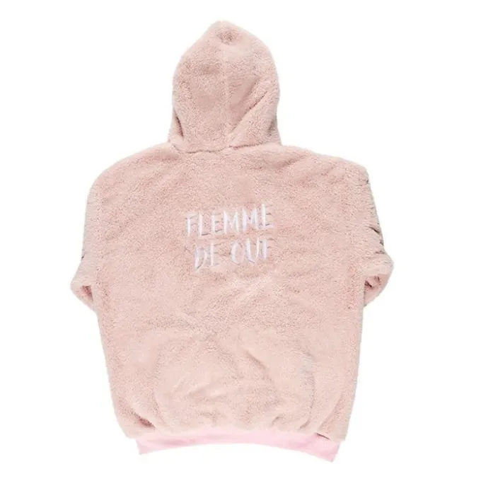 Plaid sweat capuche rose "flemme"