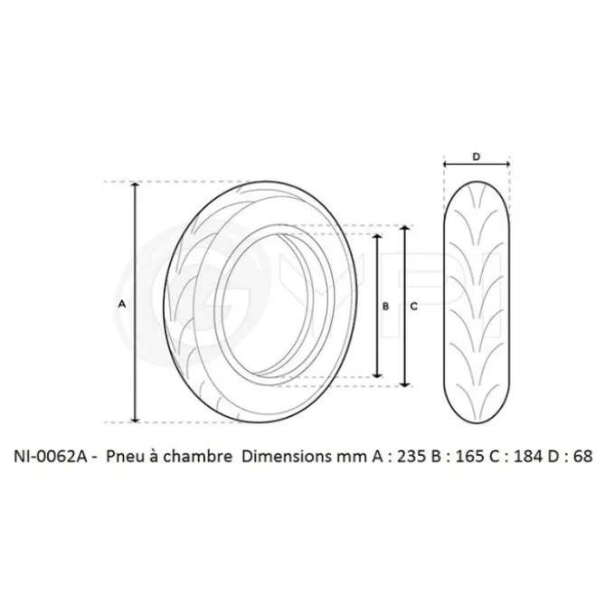 Pneu GYPI Tubeless avec Gel 10" 60/70-6