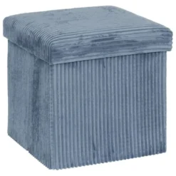 Pouf pliable 38Xx38cm velours bleu