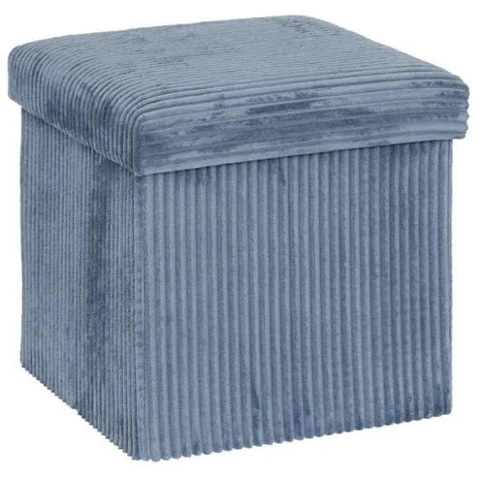 Pouf pliable 38Xx38cm velours bleu