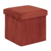 Pouf pliable 38x38x38 cm velours terraccotta