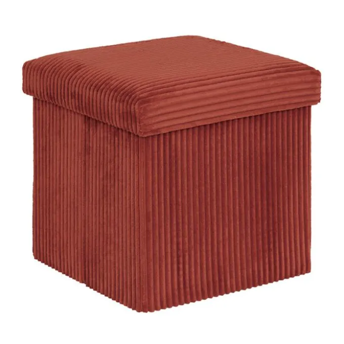 Pouf pliable 38x38x38 cm velours terraccotta