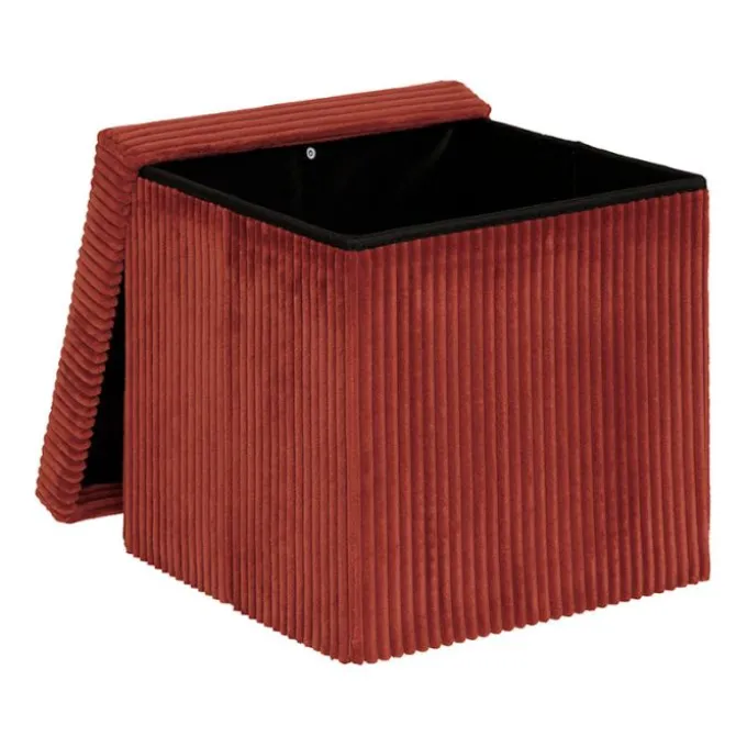 Pouf pliable 38x38x38 cm velours terraccotta