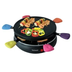 Raclette TECHWOOD 6 personnes- poelons avec manches coloré