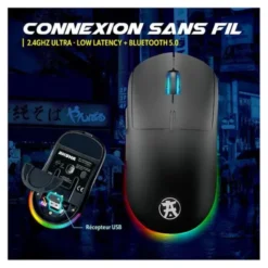 Souris gaming AKUMA OTAKU M06WL 7200Dpi avec base de recharge magnétique