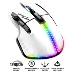 Souris gaming SPIRIT OF GAMER PRO M5 Blanche Filaire 12800Dpi