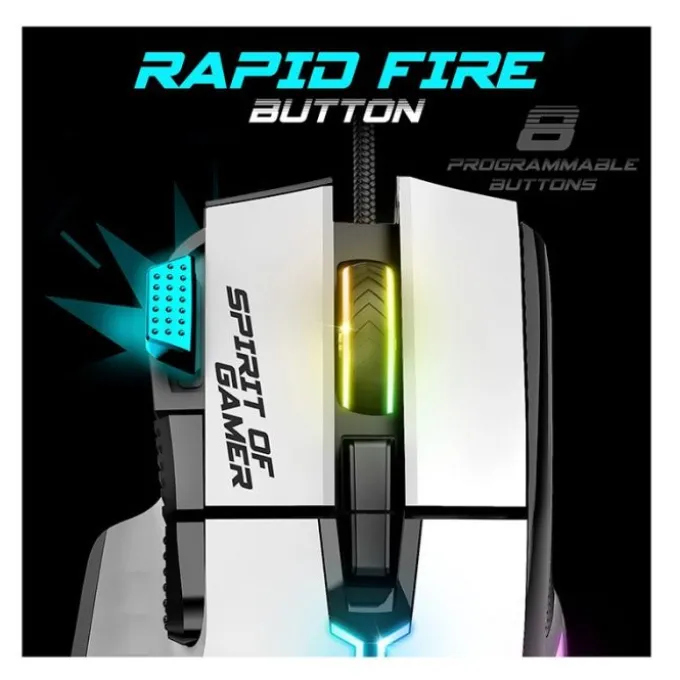 Souris gaming SPIRIT OF GAMER PRO M5 Blanche Filaire 12800Dpi