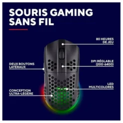 Souris gaming TRUST HELOX sans fil Noir 4800Dpi ultra légère