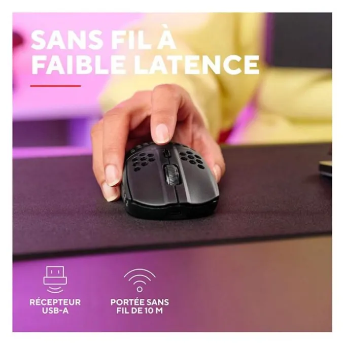 Souris gaming TRUST HELOX sans fil Noir 4800Dpi ultra légère