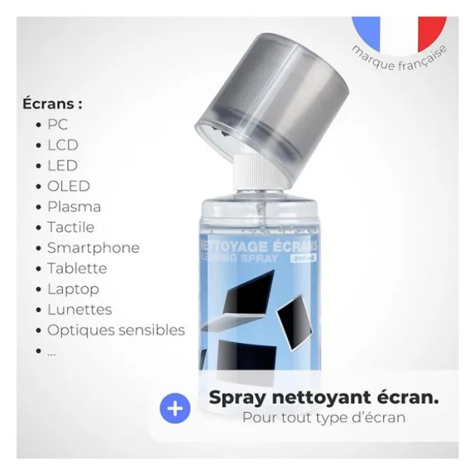 Spray Nettoyant Écran APM 200 ml + Chiffon Microfibre