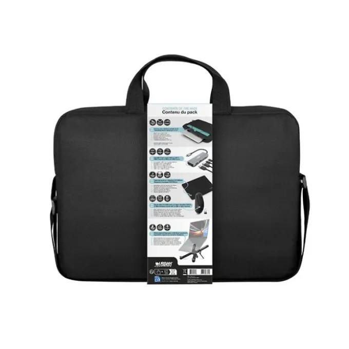 Starter pack URBAN FACTORY sacoche + souris sans fil + hub + tapis de souris + support PC