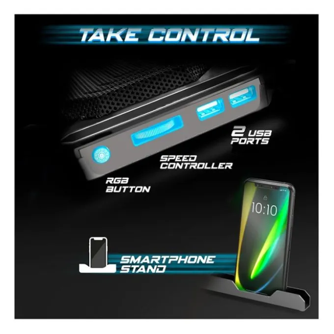 Support de refroidissement pour ordinateur SPIRIT OF GAMER Airblade 700 jusqu'à 17.6" RBG + support de téléphone