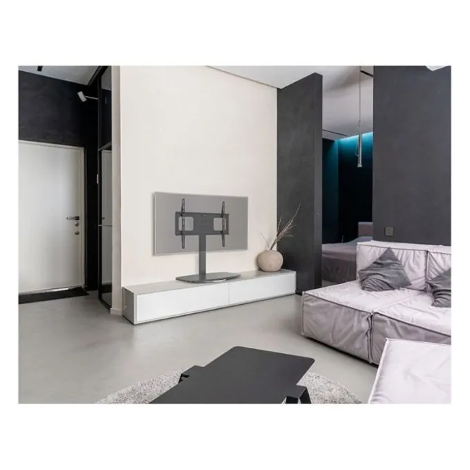 Support pied EDENWOOD TV de 81 à 165 cm MDF noir