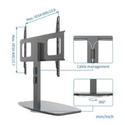 Support pied EDENWOOD TV de 81 à 165 cm MDF noir
